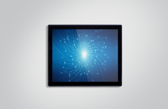 Open Frame Industriemonitore von Next System Open Frame Industriemonitor mit blauer Grafik auf Anzeige