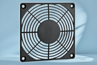 Fan accessories: Universal finger guard from SEPA EUROPE at next system Black finger guard against light blue background