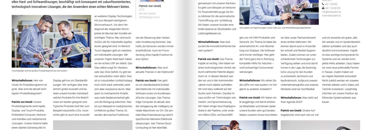 Screenshot des Interviews aus dem E-Paper des Wirtschaftsforums