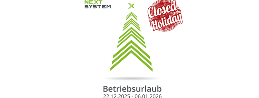 Betriebsurlaub 2025-26 Sujet mit Next System Weihnachtsbaum